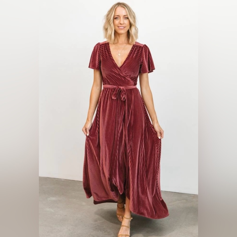 Baltic Born Andi Ribbed Velvet Wrap Dress